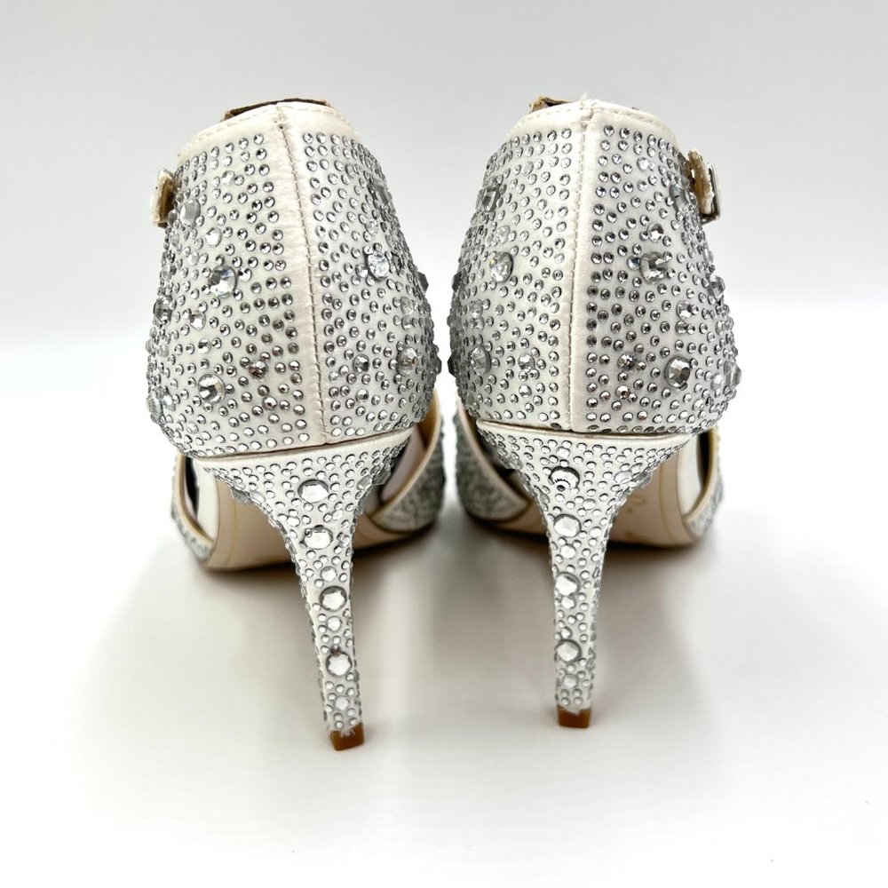 Jessica Simpson Womens Accile Jeweled White Satin Heels Pumps Shoes 6.5 - Picture 7 of 14